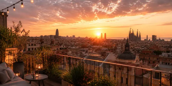 Rooftop sunset in Barcelona